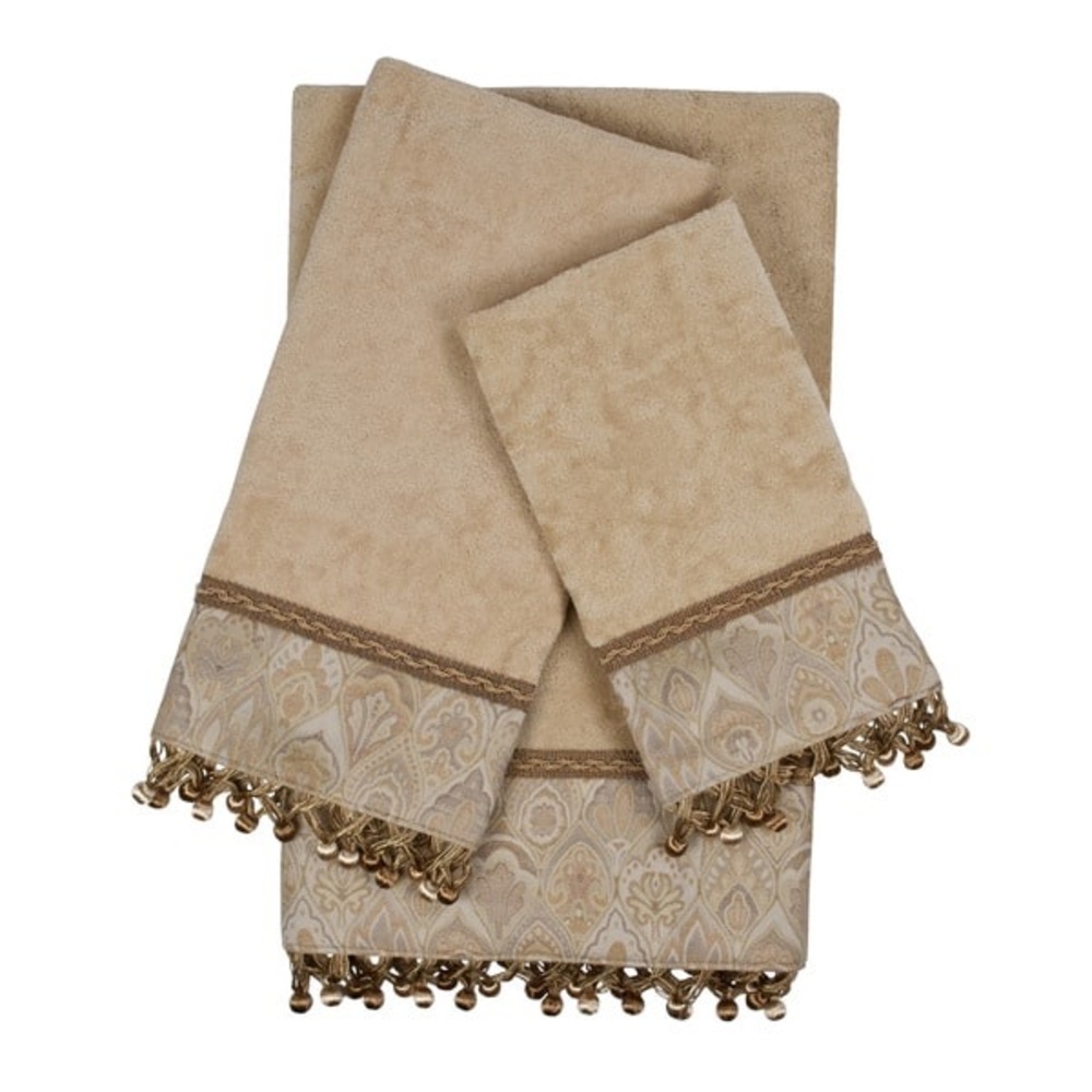 Sherry Kline Mandalay Taupe Decorative Embellished Towel Set Open Box